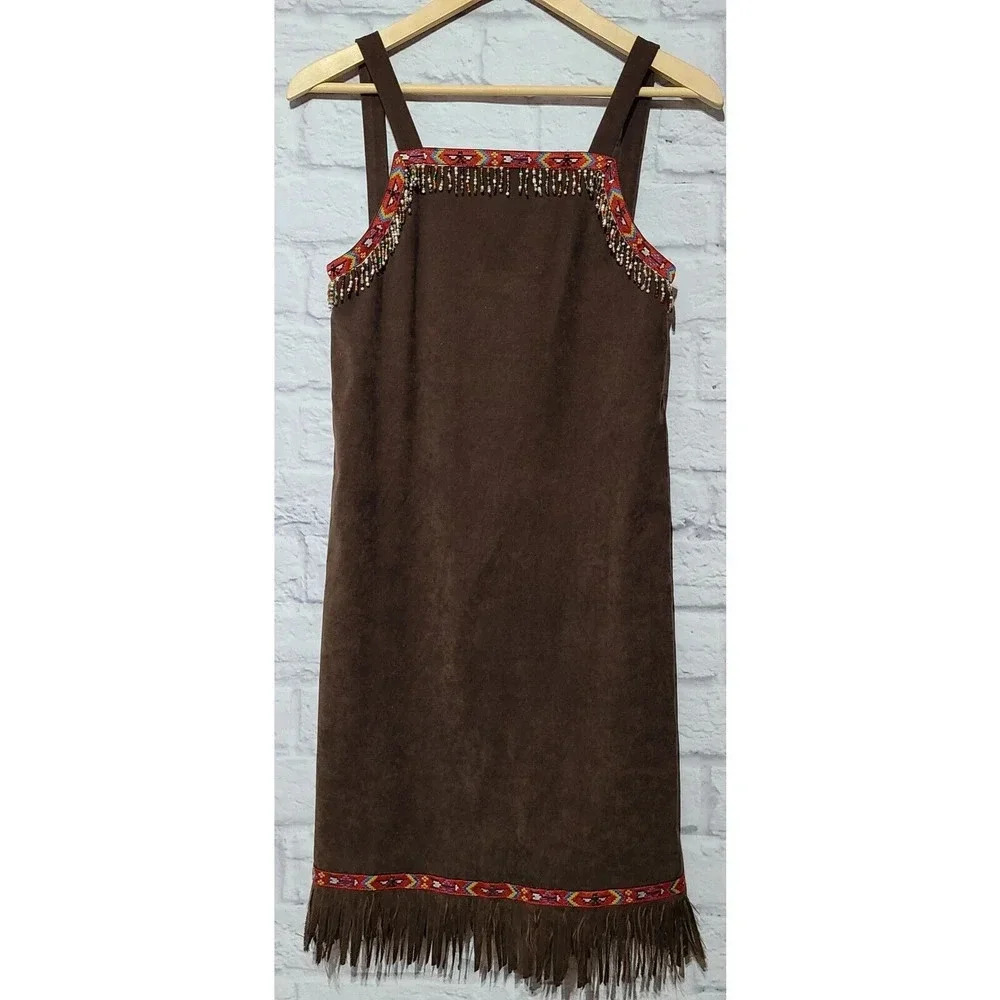 Handmade Native American Beaded Dress Costume Women's 6 Brown Annette's Sewing